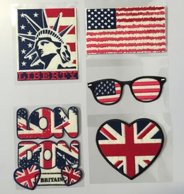 Iron-on application 'Glasses USA' 130x43mm